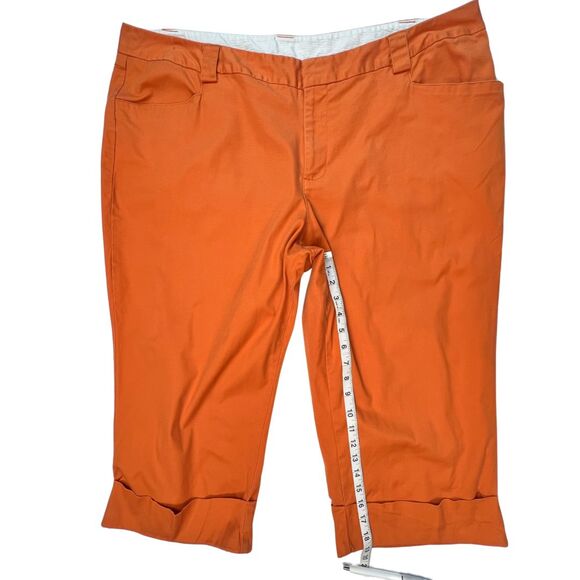 Venezia by Lane Bryant Capris 24 Orange Cuffed Hem Belt Looped Cropped Pants - Picture 5 of 10